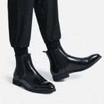 Men’s Chelsea Boots in Polished Noir with Red Sole