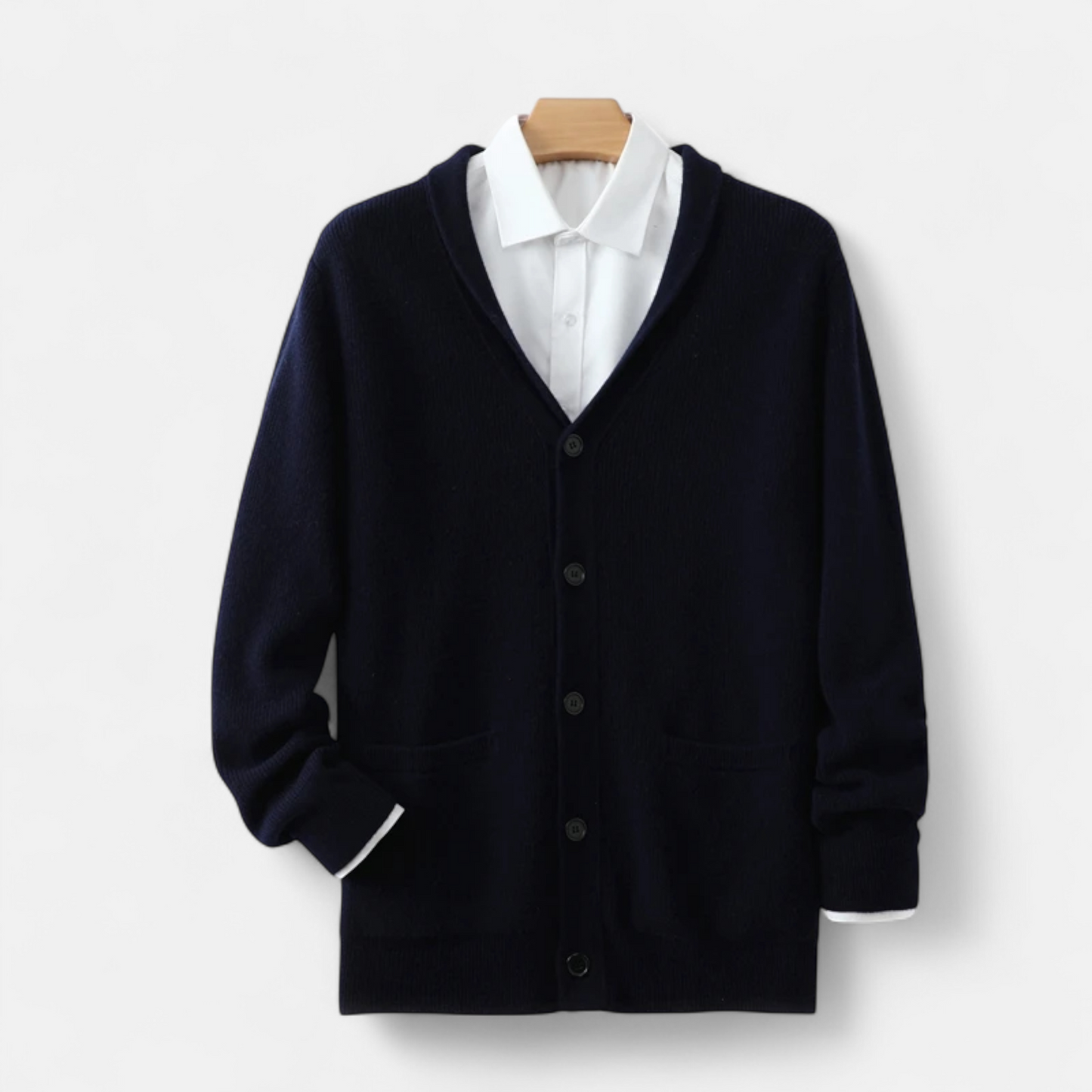 Men’s Merino Wool Suit-Collar Cardigan