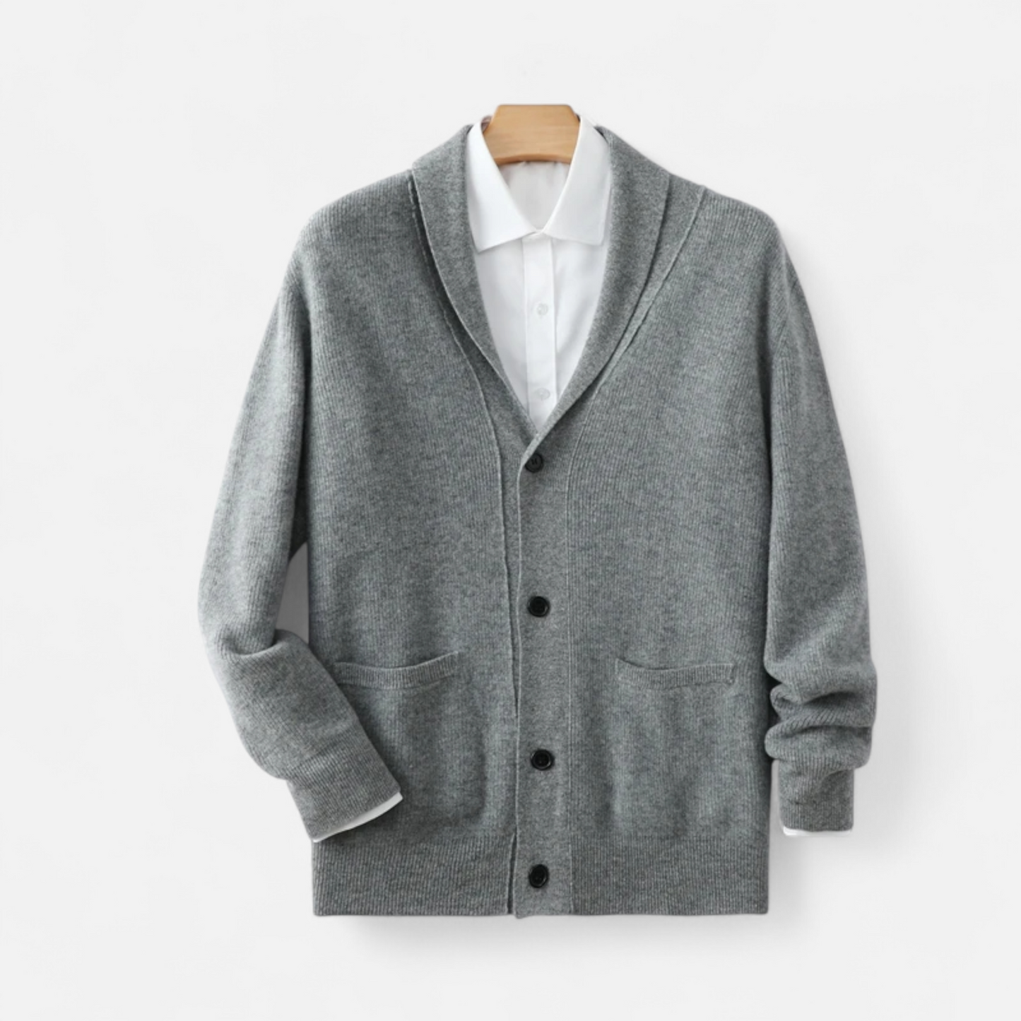 Men’s Merino Wool Suit-Collar Cardigan