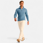 Men’s Thick-Knit Turtleneck Zip Sweater