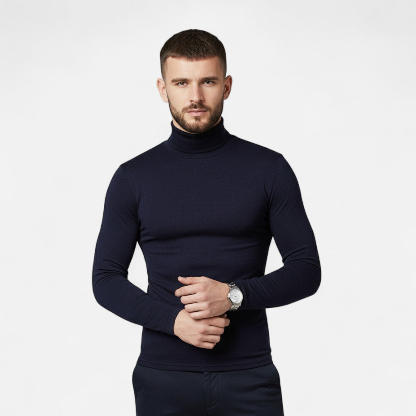 Men’s Slim Fit Turtleneck Sweater – Autumn Winter Stretch