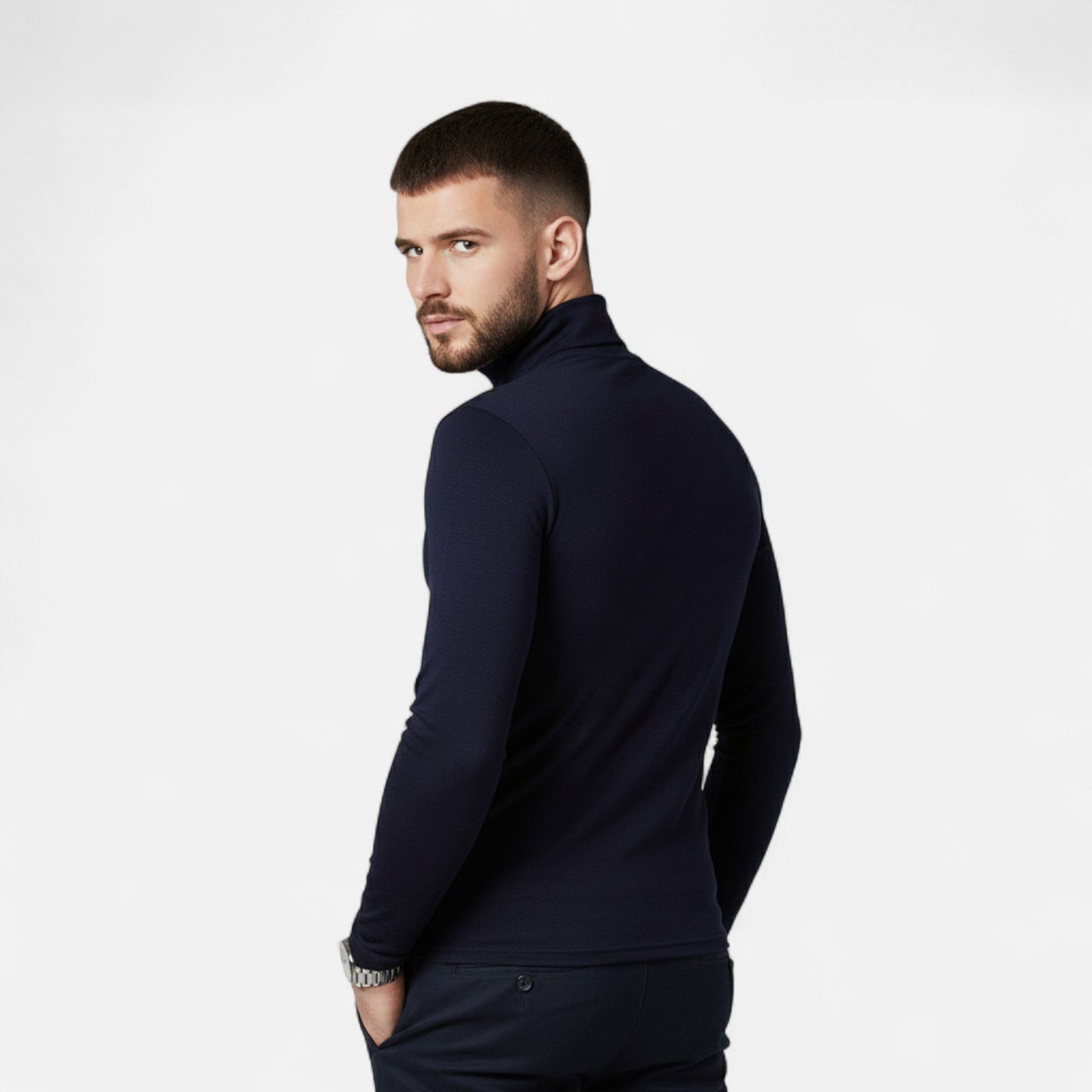 Men’s Slim Fit Turtleneck Sweater – Autumn Winter Stretch