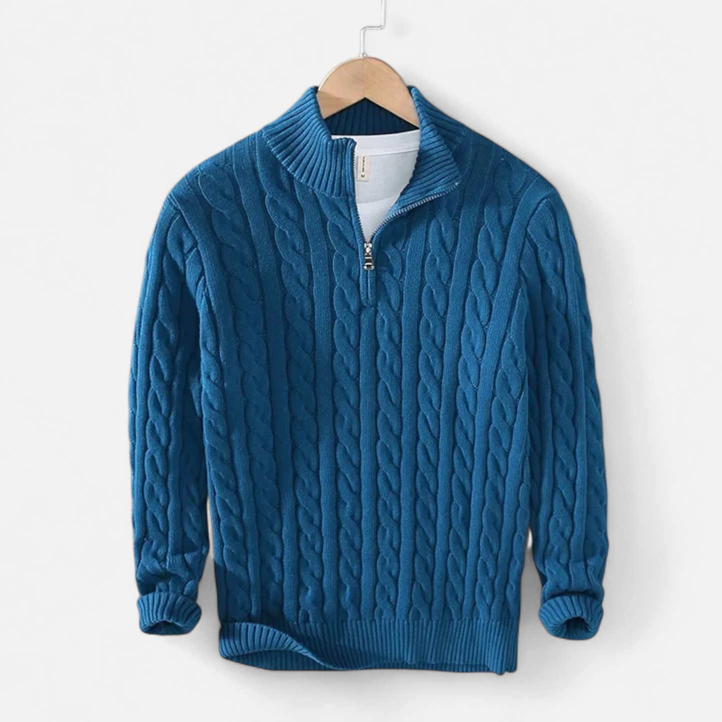 Men’s Thick-Knit Turtleneck Zip Sweater