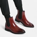 Men’s Chelsea Boots in Polished Noir with Red Sole